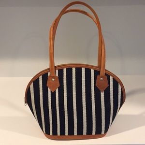 Straw bag- Navy and Blue stripes